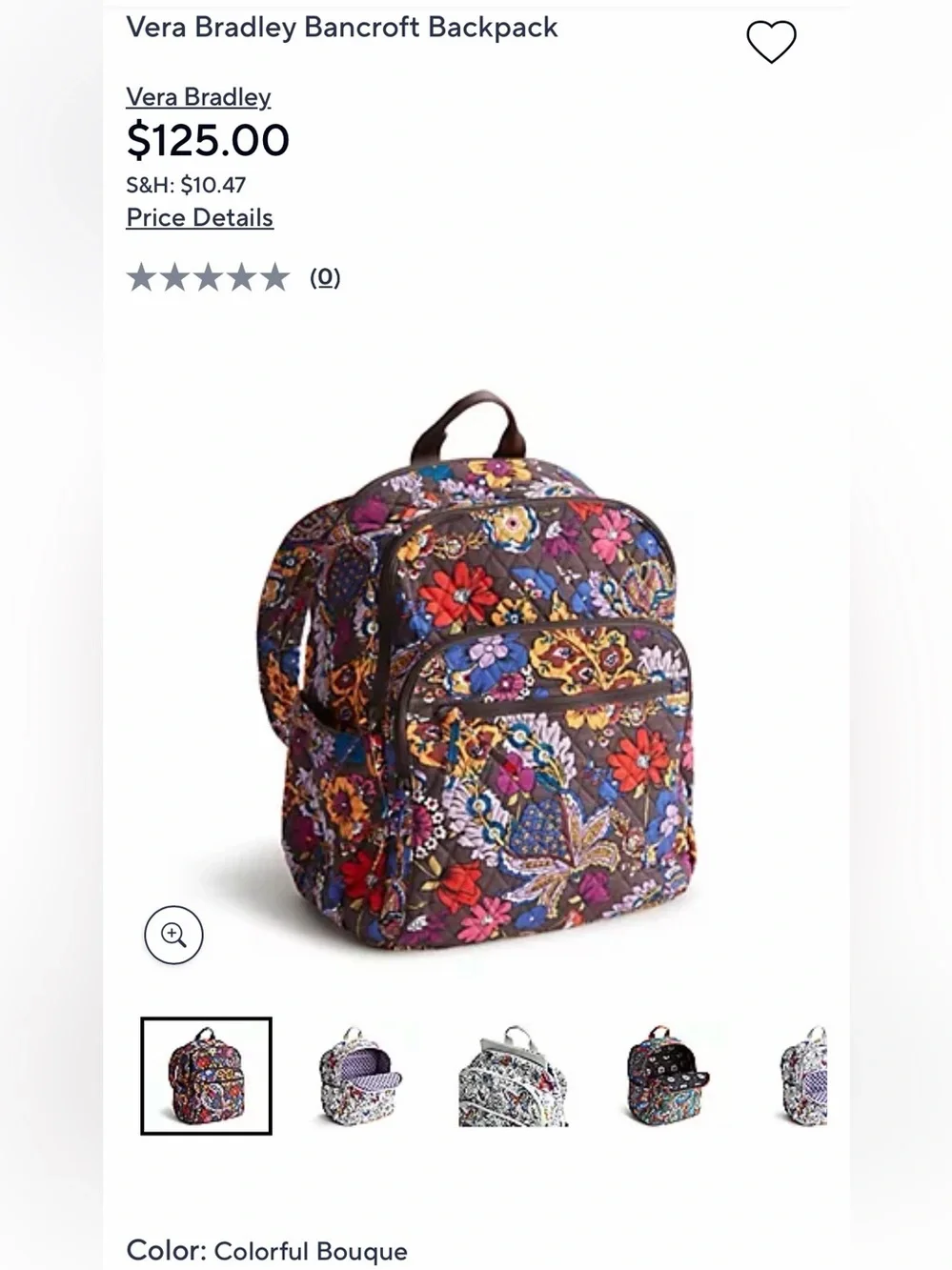Vera Bradley Bancroft Quilted Floral Backpack - Colorful Bouquet Laptop Bag
